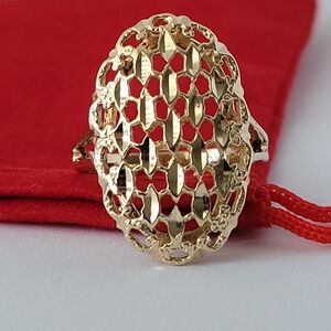 ❤️14k Size 6.5 Lovely Solid Yellow Gold Diamond-Cut Filigree Design Ring! 👌🎁